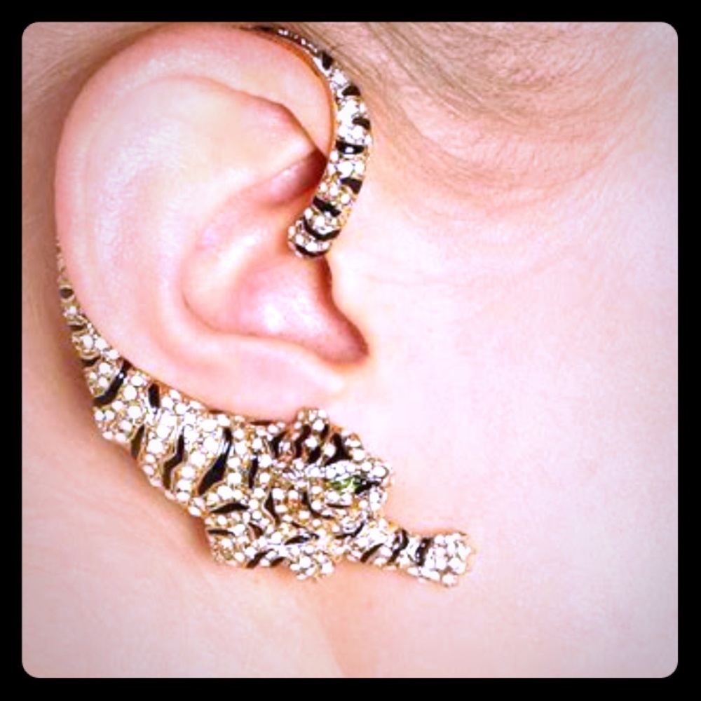 Roberto Cavalli Swarovski crystal Tiger earrings